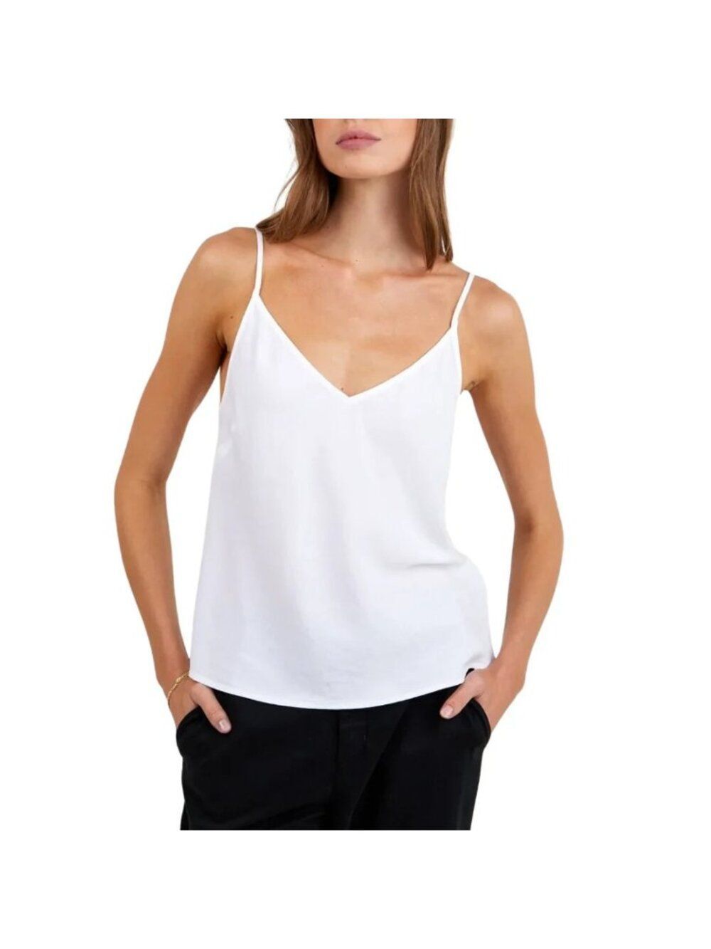 NYDJ Camisole Pearl White Spaghetti-Strap Classic Racerback Size M